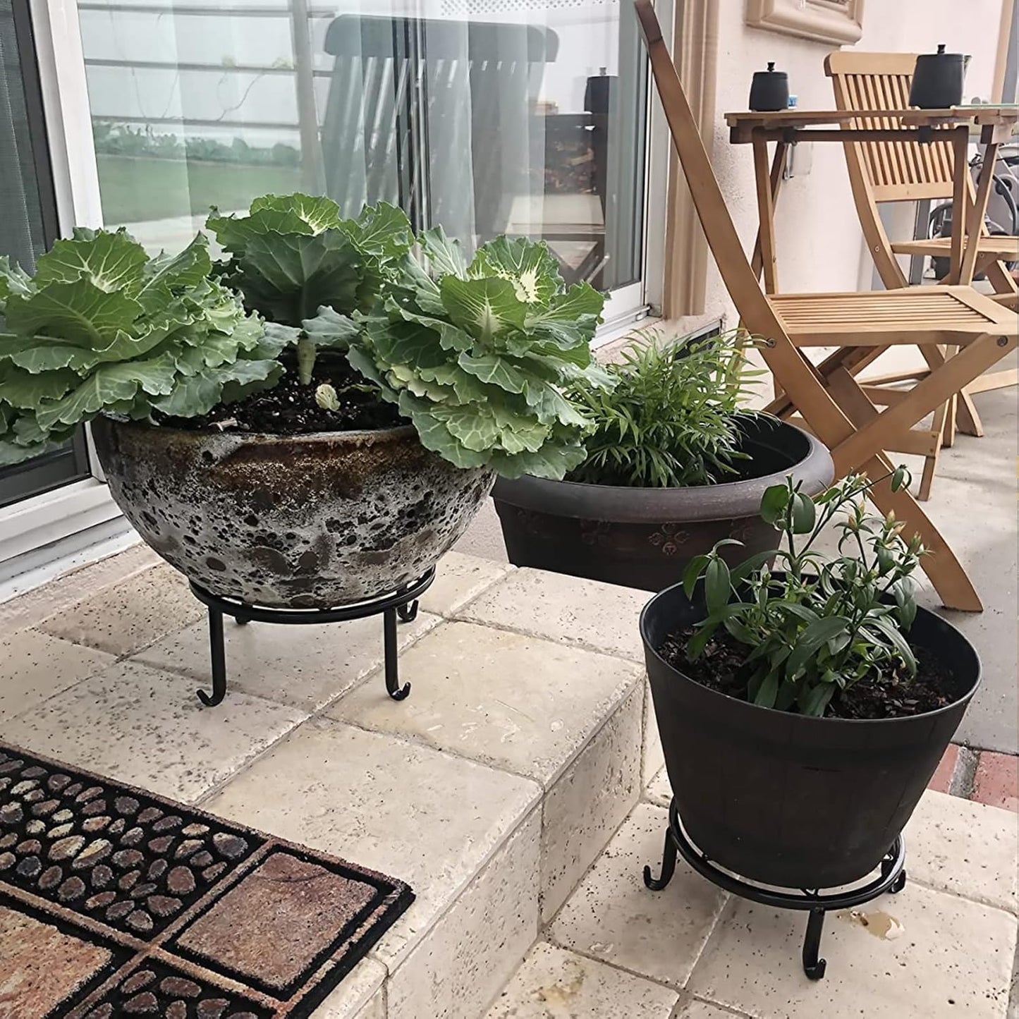 5 Pack Metal Plant Stands,Heavy Duty Potted Holder for Flower Pot,Indoor Outdoor Metal Rustproof Iron Garden Container Round Supports Rack for Planter