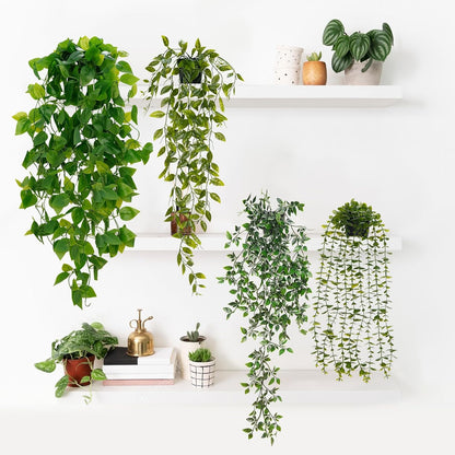 BLEUM CADE Fake Hanging Plants, 2pcs Artificial Pothos Vines Greenery for Wall Home Living Room Office Indoor Outdoor Decor (No Baskets)