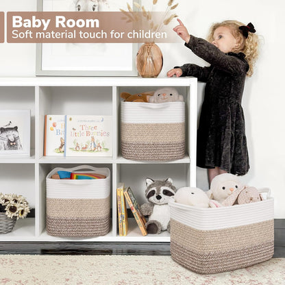 Goodpick Cube Storage Bins - Towel, Book, Cloth, Shoes, Closet Shelf Woven Baskets for Office, Baby Laundry, Toys, 13''x10''x9''
