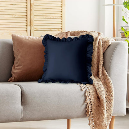 KKJIAF Ruffle Pillow Cases 26x26 Inches, White Square Ruffled Pillow Covers Set of 2, Microfiber Wrinkle Resistant Pillow Shams with Envelope Closure for Sofa Bed Living Room
