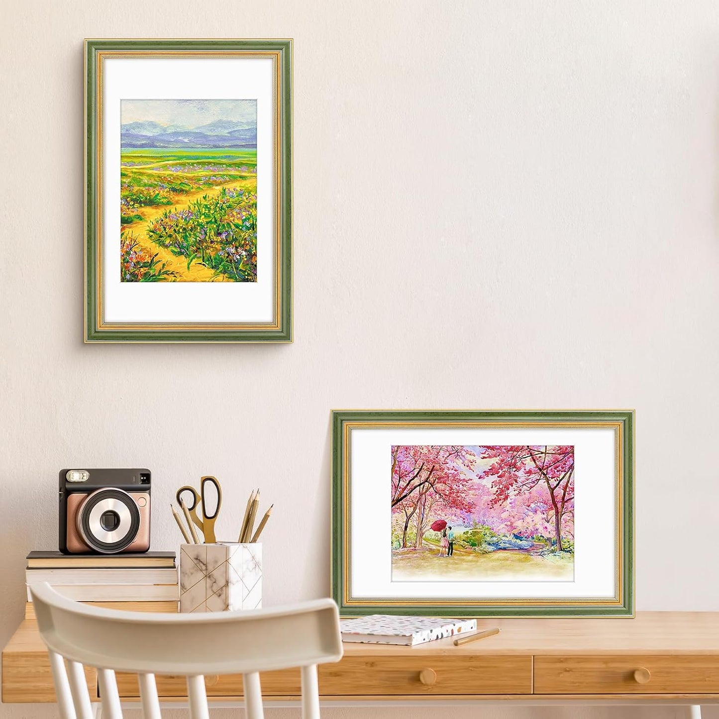 Golden State Art,11x14 Ornate Picture Frame for 8x10 Photo with Mat or 11 x 14 Prints without Mat,Real Glass Wall Display(Color:Green Gold)