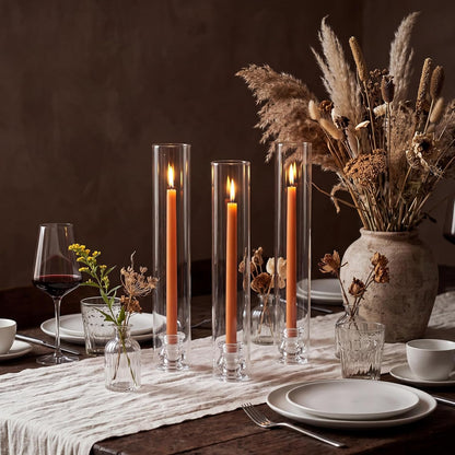 20 Pack Glass Hurricane Candle Holders 12.6" Open Ended Candlestick Holder Tubes Clear Bottomless Cylinders Suitable Taper LED Candles for Wedding Party Christmas Table Centerpiece Decor