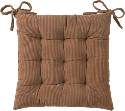 HLOVME Corduroy Chair Cushion with Ties Ultra Soft Warm Floor Cushion for Kids Reading Nook Comfortable Square Seat Cushion for Adult 15.7”x15.7”, White