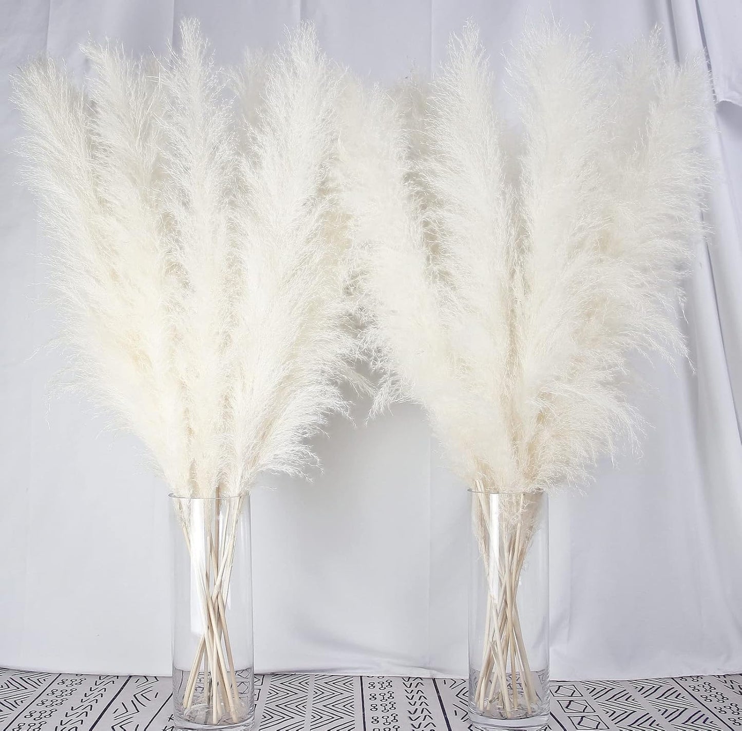 10 PCS Beige Pampas Grass Decor, Naturally Dried Pompas, Bunny Tails Dried Flowers, and Dried Eucalyptus. Perfect for Weddings, Boho Party Decorations, and Table Decor(17inch)