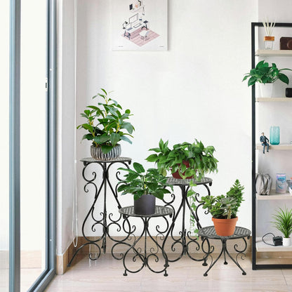 NAKUPE Plant Stand Indoor & Outdoor Flower Pot Stand 17" Tall Metal Plant Table,Single Planter Holder for Patio, Porch, Corner, Garden Decor, Balcony, Black(1 Pack)
