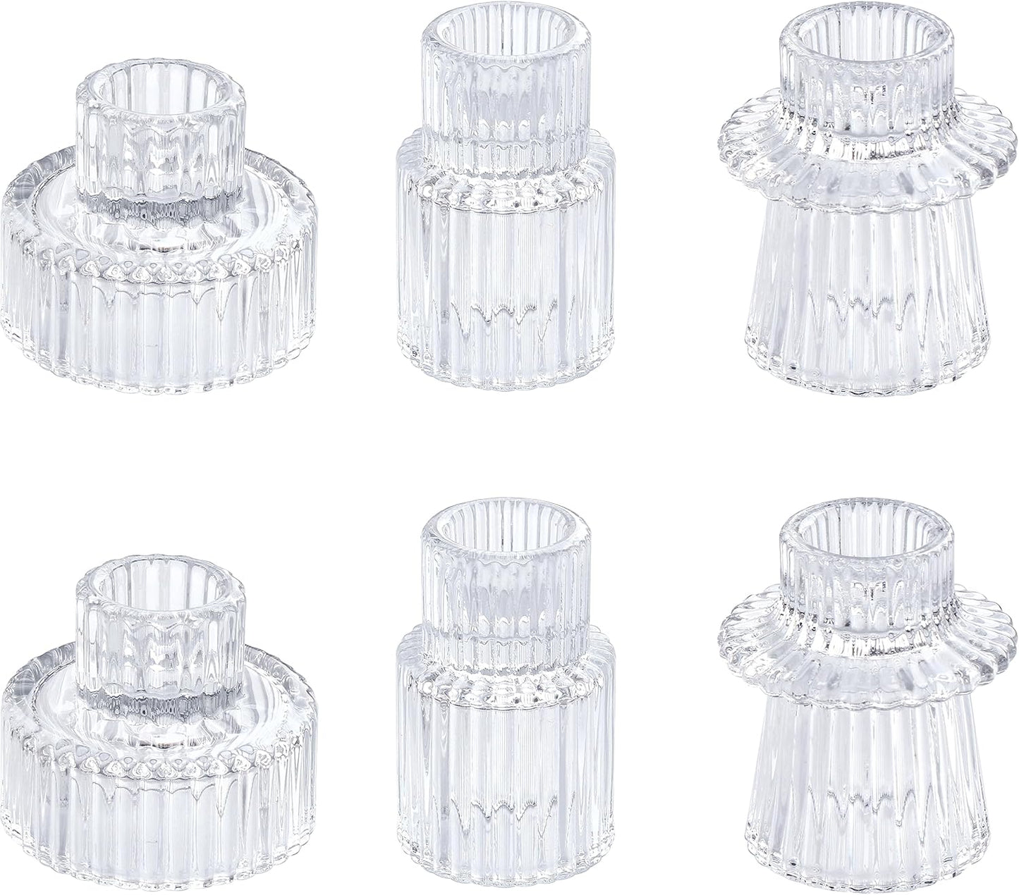 Vixdonos Taper Glass Candlestick Holders Tealight Candle Holders for Table Centerpieces, Wedding Decor and Dinner Party (6 Pcs, Green)