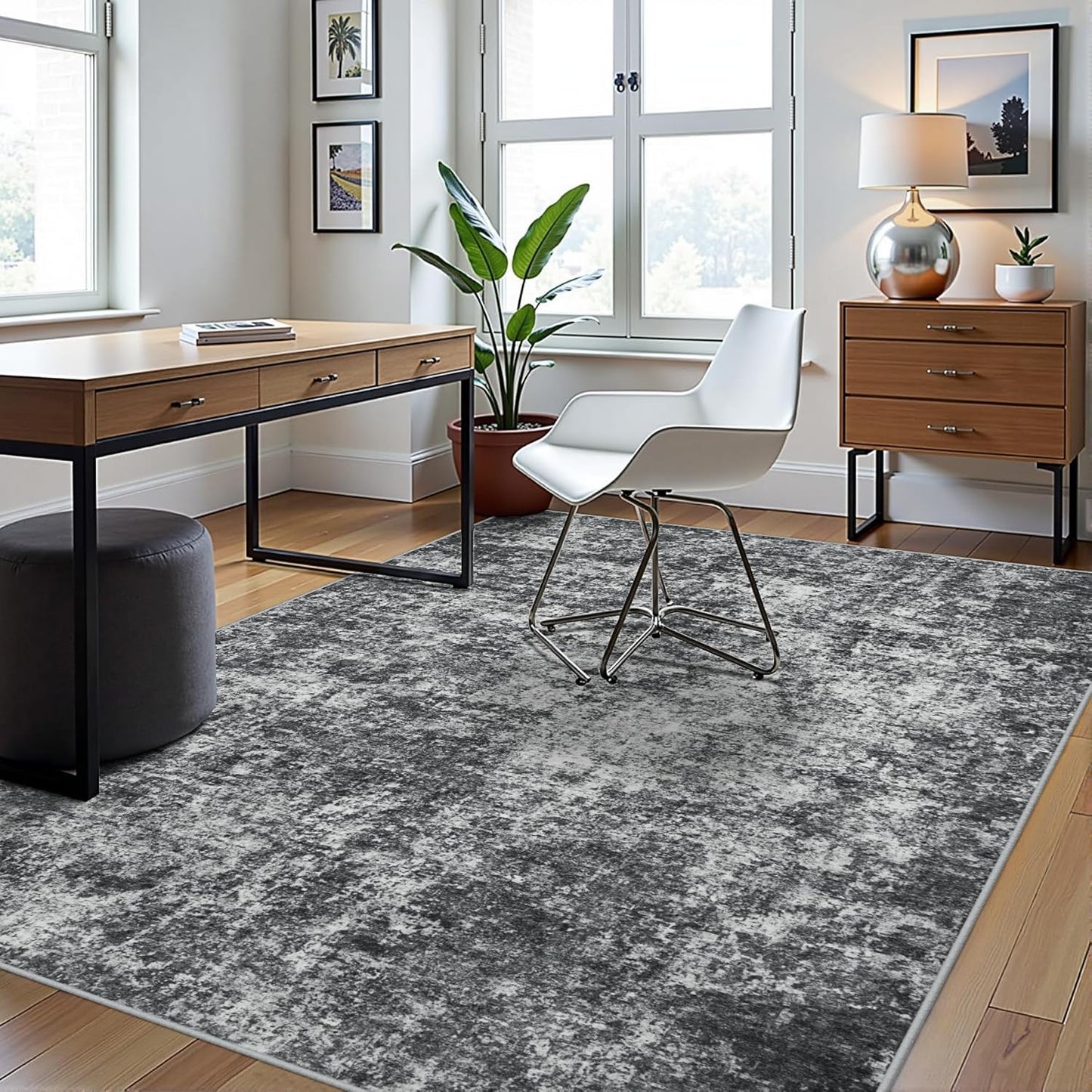 8x10 Area Rugs for Living Room Rug Washable: Abstract Large Rug for Dining Room Bedroom Carpet Non Slip 8 by 10 Indoor Modern Nursery Home Office Blue Grey