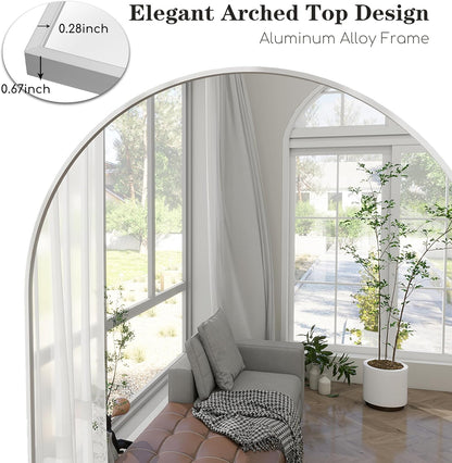 Prywot Arched Full Length Mirror, 70"x26" Free Standing Floor Mirror, Modern Full Body Mirrors with Stand, Wall Mirrors with Aluminum Alloy Frame for Bedroom,Living Room, Gold