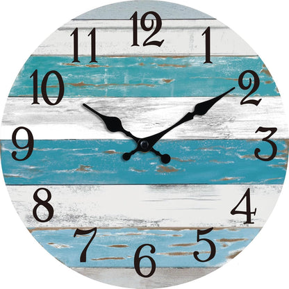 KECYET Wall Clock Battery Operated 8 Inch Silent Non Ticking Coastal Design Country Rustic Retro Decorative for Bathroom Kitchen Living Room Bedroom