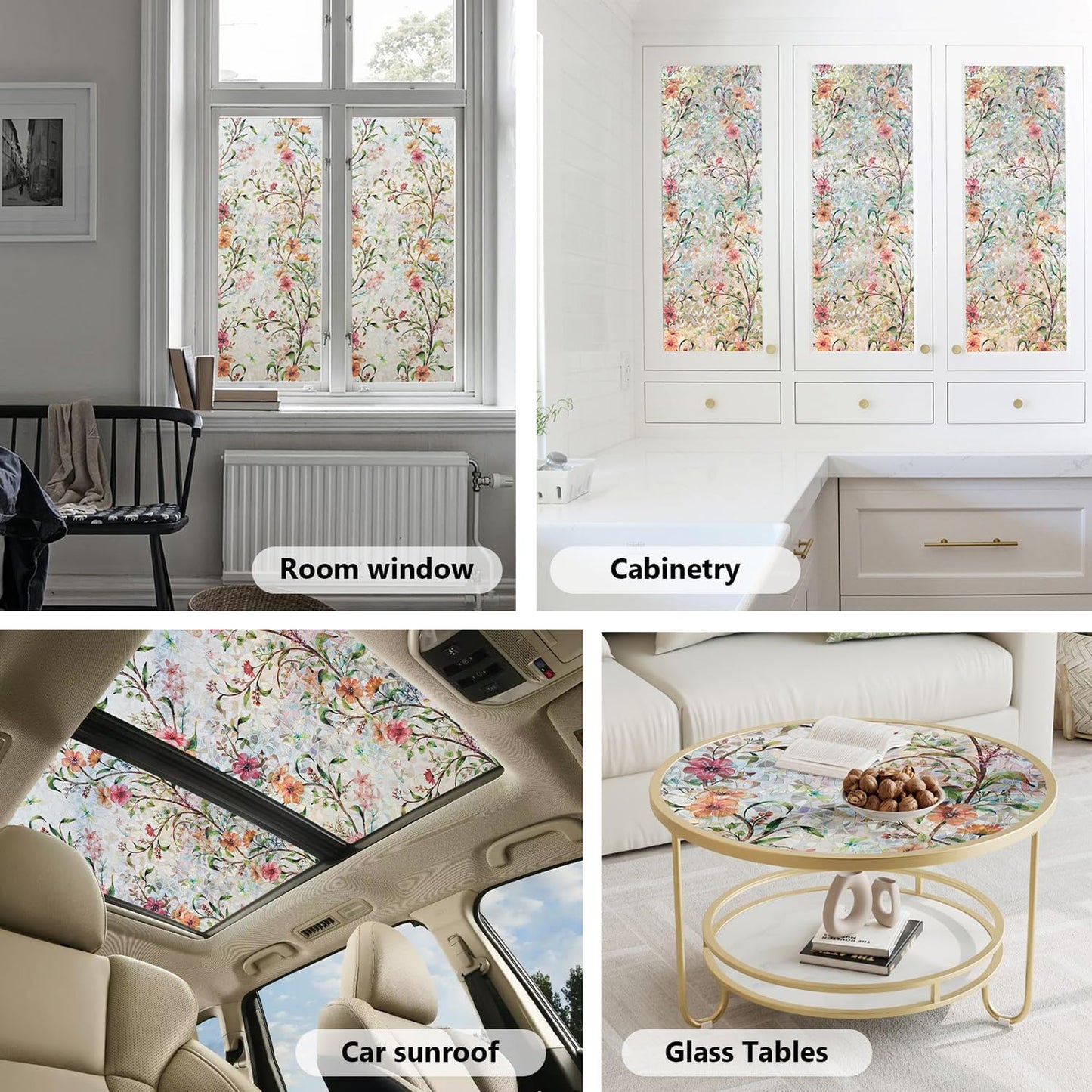 Ranzdn Window Privacy Film - Stained Glass Window Film Static Cling UV & Heat Blocking Rainbow Window Film for Glass Doors, Bedroom Windows - No Glue Premium Vinyl (Easy Install, 17.5"×78.7")