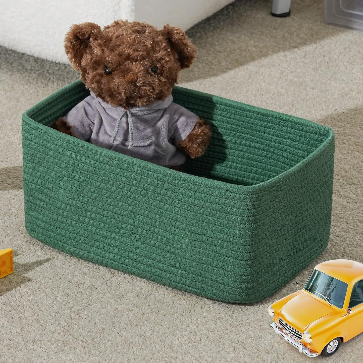3-Pack Small Storage Baskets for Organizing | Woven Shelf Toy Basket | Rope Baskets for Gifts Empty | Closet Organizer Bins with Handles | Cube Decorative Box | 11.8×7.8×5.1” | Mixed brown