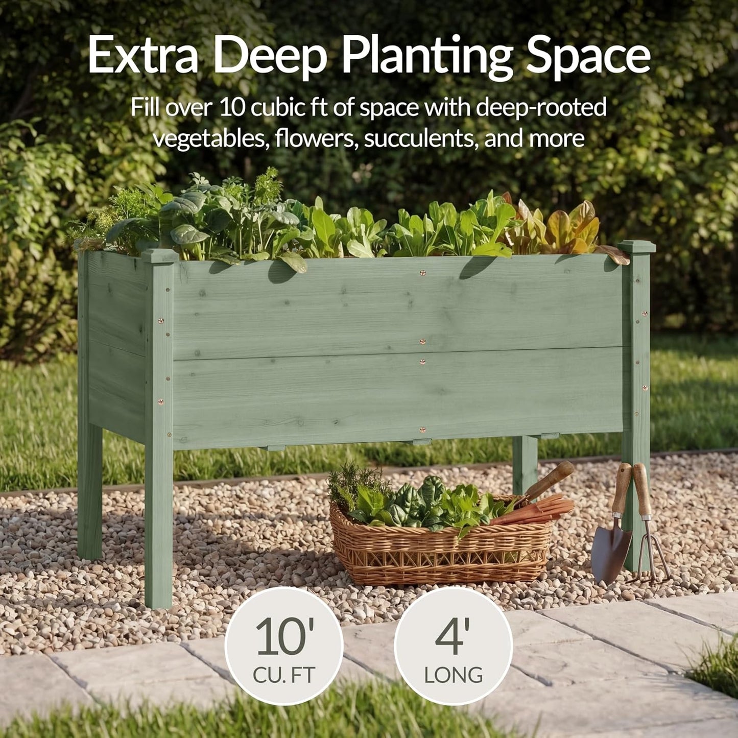 Best Choice Products 72x24x30in Raised Garden Bed, Elevated Wood Planter Box Stand for Backyard, Patio, Balcony w/Divider Panel, 6 Legs, 300lb Capacity - Natural