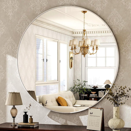 HARRITPURE Round Mirror 30 Black Wall Mounted Circle Mirrors Vanity Mirror with Brushed Aluminum Alloy Frame Modern Decoration for Bathroom, Living Room, Vanity, Bedroom, Entryway