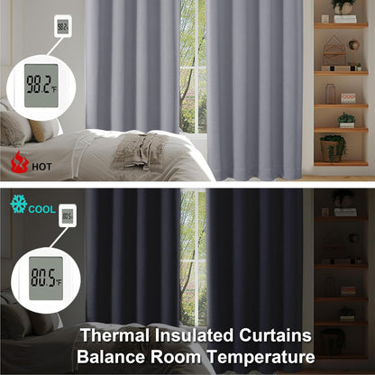 Simplebrand Ava Sage Green Blackout Curtains for Bedroom 63 Inch Length 2 Panels Set, Solid Thermal Insulated Energy Saving Rod Pocket Window Treatment Curtains Blackout Drapes, W40 x L63 Inch, Sage - Colors B