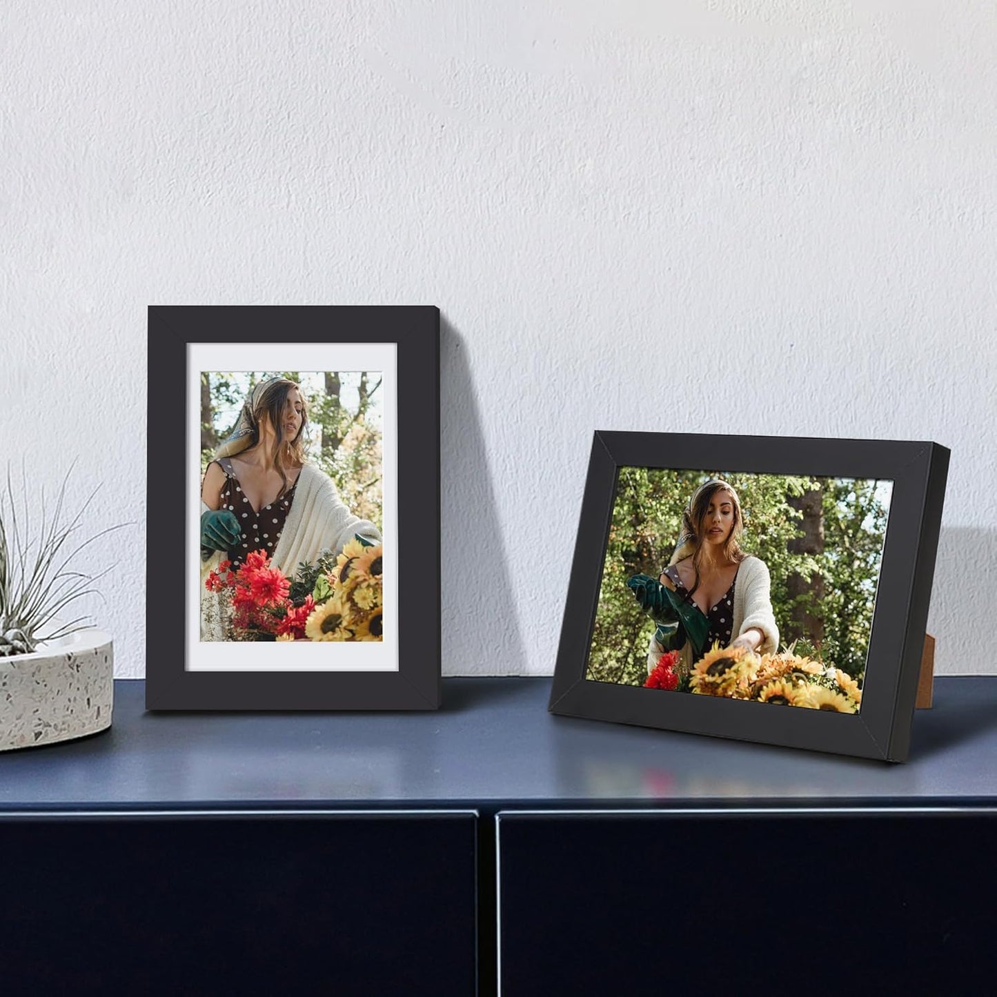 upsimples 8x10 Picture Frame, Display Pictures 5x7 with Mat or 8x10 Without Mat, Wall Hanging Photo Frame, Black, 1 Pack - Colors A