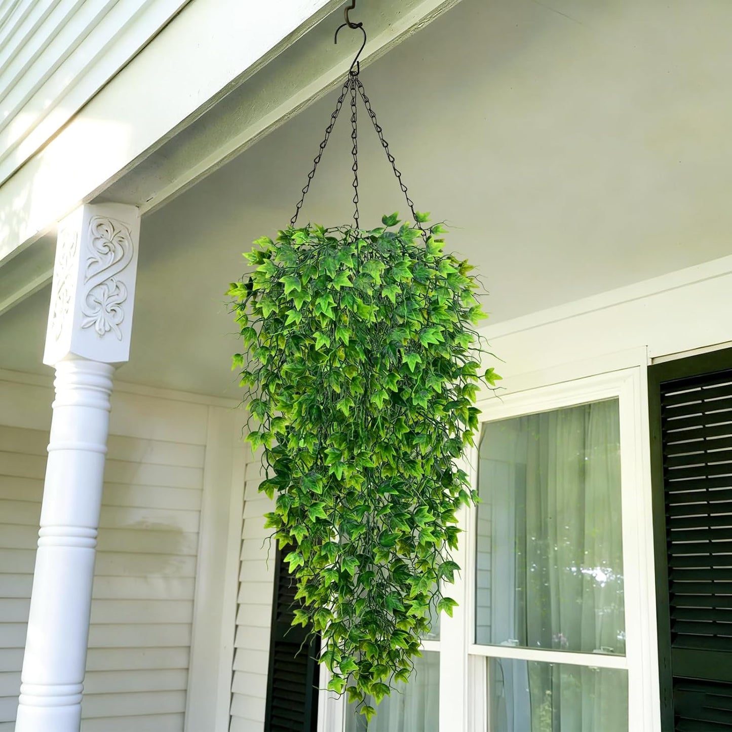 Waipfaru 4Pcs Fake Hanging Plants 2.7ft Fake Plants Eucalyptus Leaves UV Resistant Fake Vines Ivy Artificial Plants Outdoor Faux Plants Indoor Bedroom Living Room Boho Wall Porch Shelf Decor