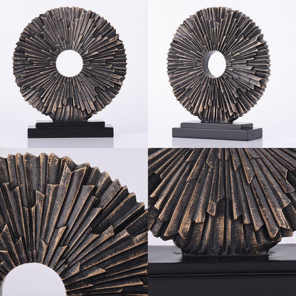 DOVDOV Gold Home Decor Sculpture, Unique Round line Statue, Modern Home Decor, Decorative Panel Statue Gold Decoration for Living Room TV Stand, Office, Bedroom, Dining Table Centerpiece.