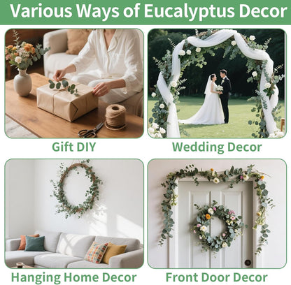 12PCS Dried Eucalyptus Bundle 17'' Real Eucalyptus Stems 100% Natural Fresh Leaves Hanging Plants Greenery Stems for Shower Home Decor Flower Arrangement Wedding