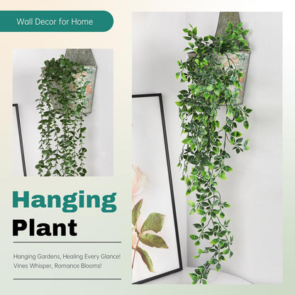 Der Rose 34'' Fake Plants Hanging Artificial Potted Plants Indoor and Outdoor for Home Bathroom Wall Shelf Office Decor (1Pack)
