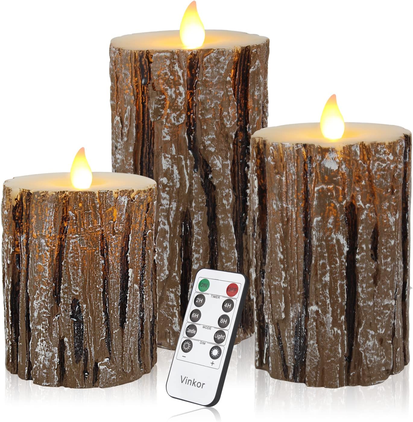 Vinkor Flameless Candles Battery Operated Candles Real Wax Pillar LED Candles with 10-Key Remote and Cycling 24 Hours Timer (Ivory 4" 5" 6" 7" 8" 9")