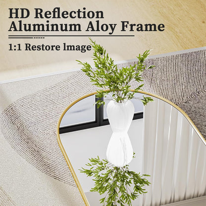 XRAMFY 56"x21" Arched Full Length Mirror Floor Mirrors with Aluminum Alloy Frame Free-Standing Wall Mounted Floor Mirrors or Large Dressing Mirror, Black Mirror Full Length
