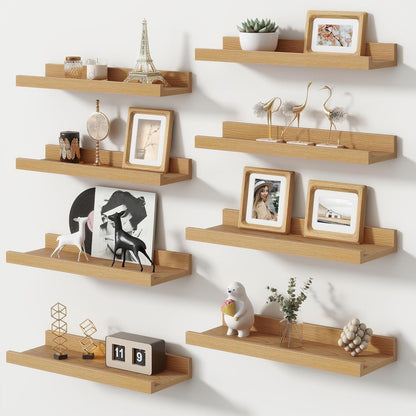 FLYJOE Picture Ledge Shelf, Floating Shelves Set of 2, 48 Inches Long Large Nursery Book Shelves for Toys Storage, Kids Bookshelf Wall Mounted for Living Room Bedroom Decor Books Photo Frames, Walnut