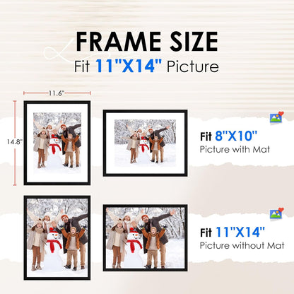 FIXSMITH 8x10 Picture Frame Set of 2, Photo Frame with HD Plexiglass, Display Pictures 5x7 with Mat or 8x10 Without Mat Multi Picture Frames Collage for Tabletop or Wall Display, Black