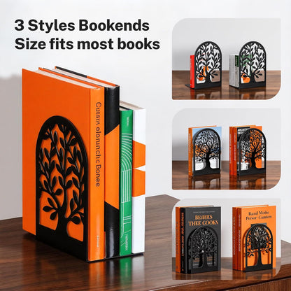 HappyHapi Decorative Bookends for Shelves, 7 Pair Metal Book Ends for Heavy Books, Black Book Stopper for Home Office Library, 6.9" x 4.7" x 3.5"（14 Pcs）