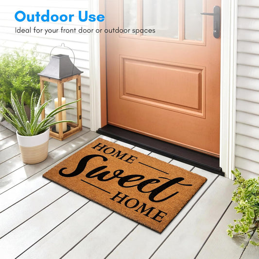 PLUS Haven Coco Coir Door Mat with Heavy Duty Backing, Welcome Doormat, 17.5”x30” Size, Easy to Clean Entry Mat, Beautiful Color and Sizing for Outdoor and Indoor uses, Home Décor