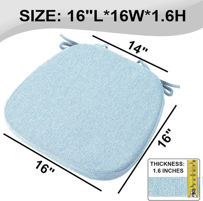 SINOSSO 1 Pack Memory Foam Chair Cushions for Dining Chair, Friendly Woven Fabric 16" U-Shape Comfortable Kitchen Chair Pad, Removable Slip Resistant Seat Cushion (1 Piece, Blue)