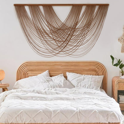 Flber Macrame Wall Hanging Boho Wall Decor Tapestry Dip Dyed Ombre Moss Green Handmade Wall Art Woven Cotton Rope Backdrop with for Bedroom Living Room, 57" W x 39" L