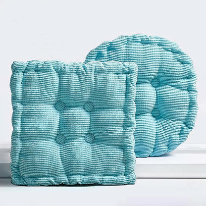2 Pack Large Square and Round Floor Cushions for Adults Meditation Floor Pillow Green Corduroy Floor Seat Pillows Cushion for Living Room Balcony Tatami Yoga,18x18 Inch