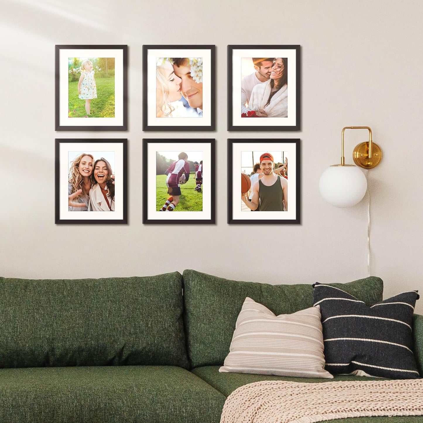 upsimples 11x14 Picture Frame Set of 5, Display Pictures 8x10 with Mat or 11x14 Without Mat, Wall Gallery Photo Frames, Black