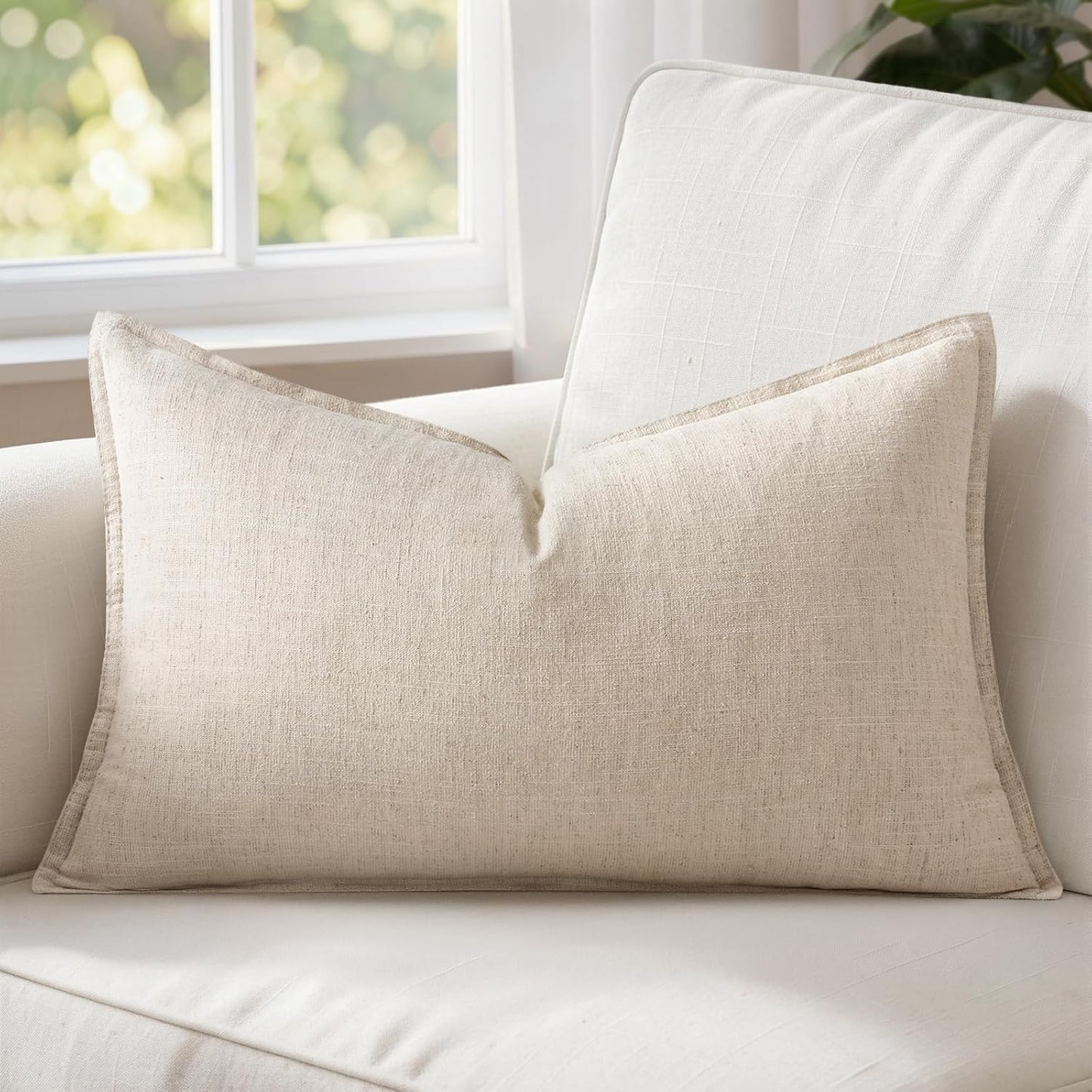 MIULEE Decorative Long Lumbar Throw Pillow Cover for Bed 14x36 Natural Beige Boho Farmhouse Neutral Couch Pillowcase Pack of 1 Accent Modern Sofa Cushion Livingroom Home Decor (Covers Only)