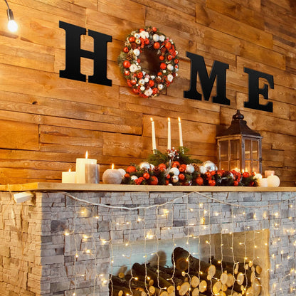 4 Pack Wooden Home Sign Wall Hanging Decor Farmhouse Letters for Wall Art Wreath Rustic Home Decor for Living Room Kitchen Housewarming Gifts(Black)