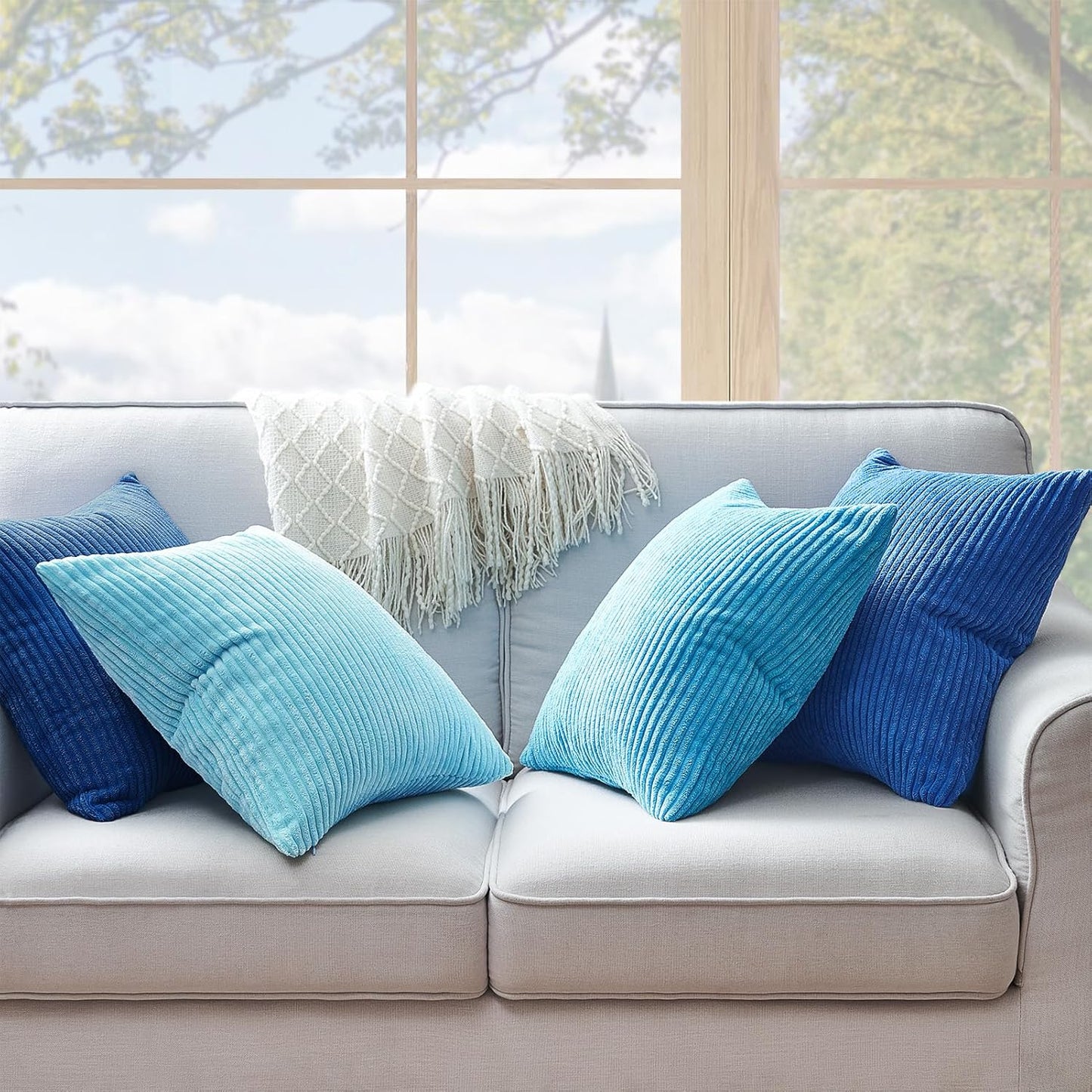 Topfinel Decorative Throw Pillow Covers Cushion Cases, Set of 4 Soft Velvet Modern Double-Sided Designs, Mix and Match for Boho Farmhouse Fall Home Decor (18x18 inch, Orange/Teal)