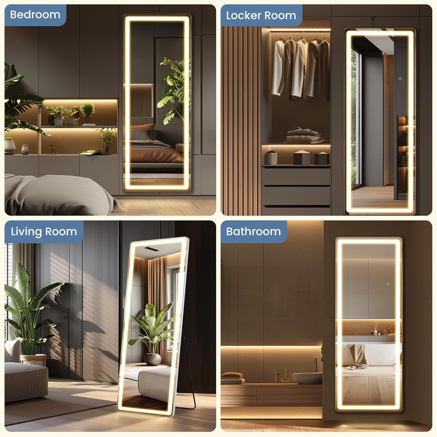 DUMOS Full Length Mirror 64"x21" Full Body Floor Mirror for Bedroom or Cloakroom, Can Stand Alone, Hang or Lean Against Wall, Tall Wall Mirror with Stand, Black