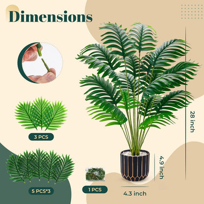 Der Rose 28'' Fake Plants Tall Artificial Monstera Faux Plants Indoor Outdoor Tree for Living Room Home House Decor