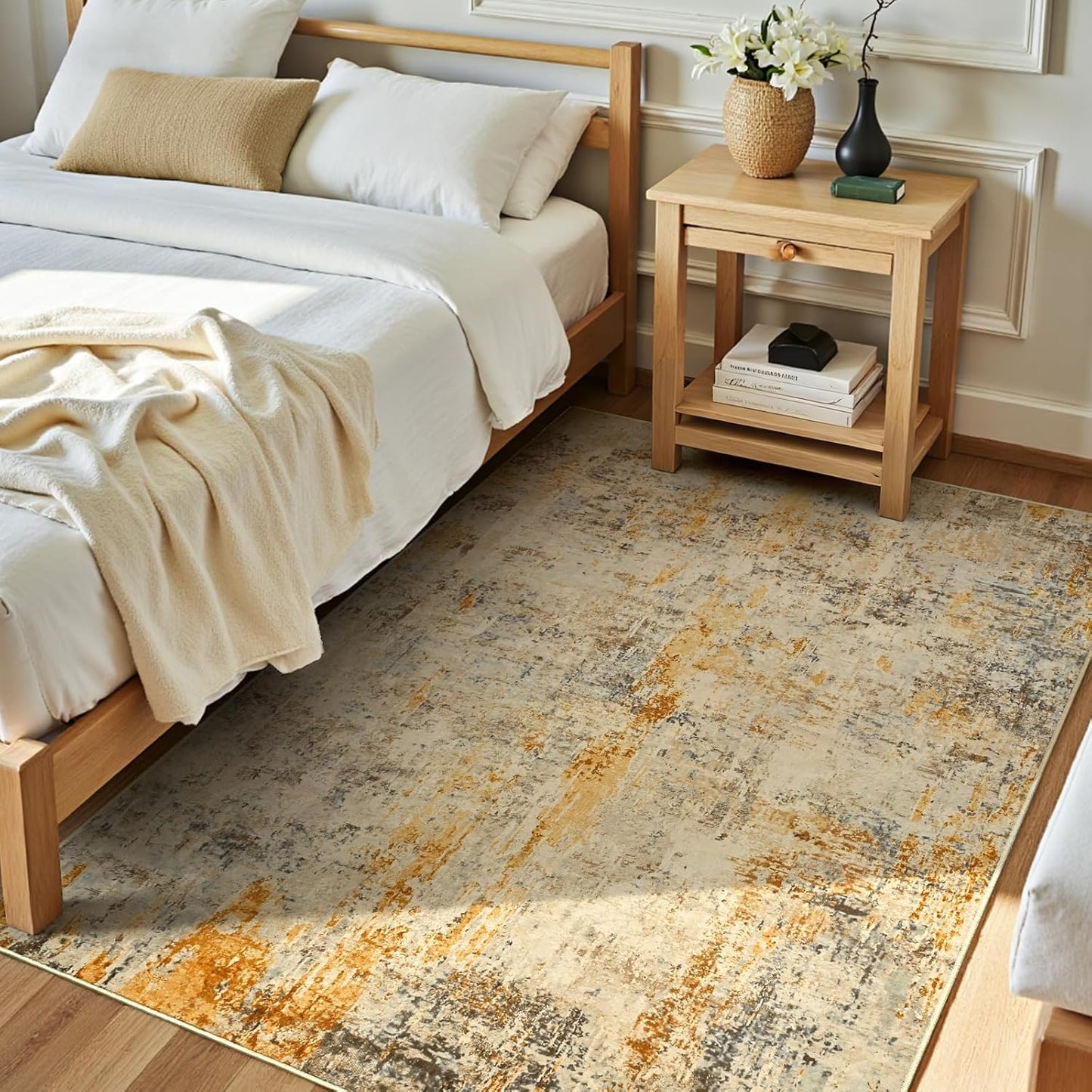 Ompaa 2x6 Rug Runners for Hallways Kitchen Runner Rug Non Slip Washable Grey Long Runner Rugs with Rubber Backing Soft Abstract Carpet Runner for Hallways, Kitchen, Bedroom, Bathroom, Entryway - Colors A