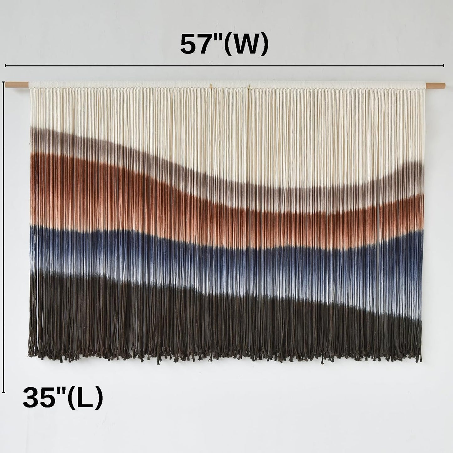 Flber Macrame Wall Hanging Macrame Wall Decor Large-Scale Tie-Dye Tapestry Living Home Room Wall Decor 57" Wx 35" L