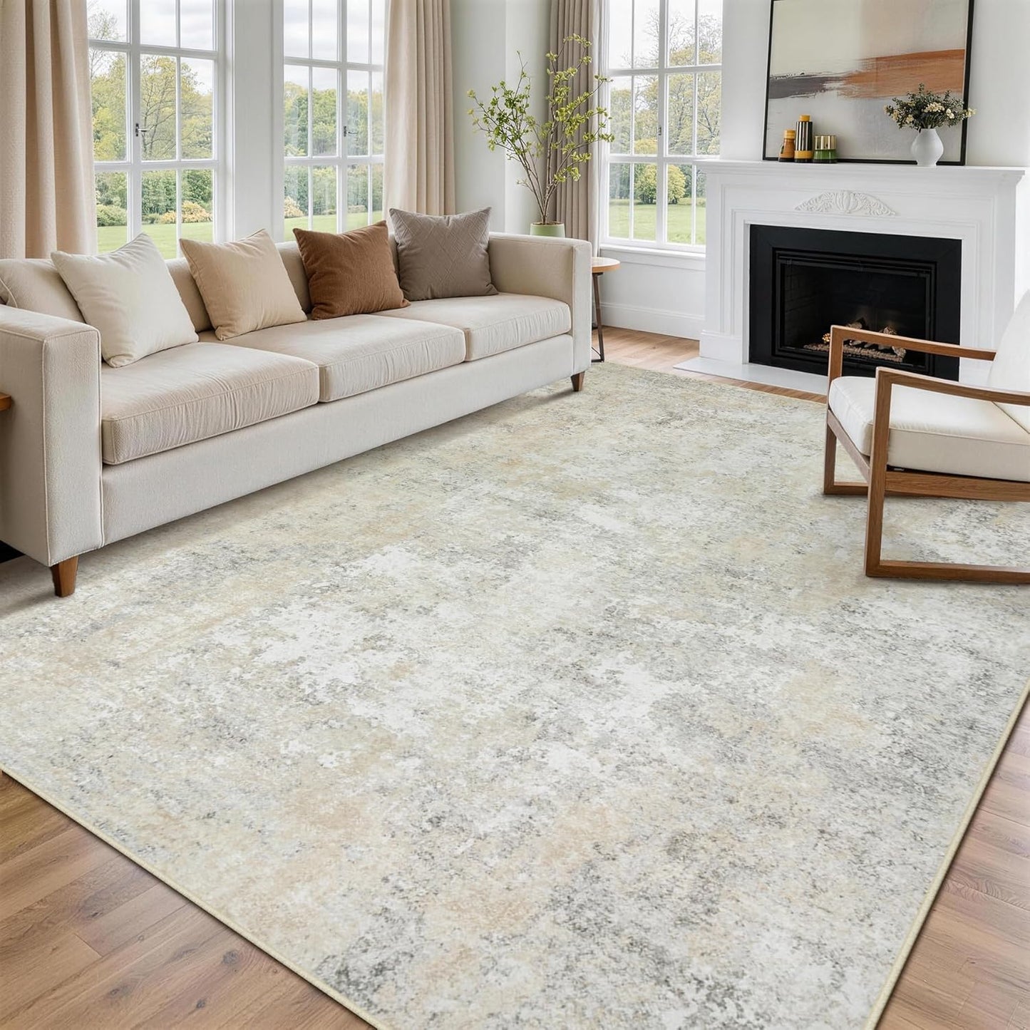 8x10 Area Rugs for Living Room Rug Washable: Abstract Large Rug for Dining Room Bedroom Carpet Non Slip 8 by 10 Indoor Modern Nursery Home Office Blue Grey