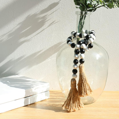 Meplait Wood Bead Garland, 39in Farmhouse Beads with Tassels for Tiered Tray Decor