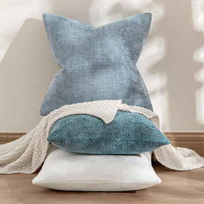 MIULEE Pack of 2 Couch Throw Pillow Covers 18x18 Inch Neutral Beige Modern Boho Accent Decorative Pillow Covers Soft Chenille Farmhouse Cushion Covers for Home Decor Bed Sofa Living Room