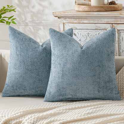 MIULEE Pack of 2 Couch Throw Pillow Covers 18x18 Inch Neutral Beige Modern Boho Accent Decorative Pillow Covers Soft Chenille Farmhouse Cushion Covers for Home Decor Bed Sofa Living Room