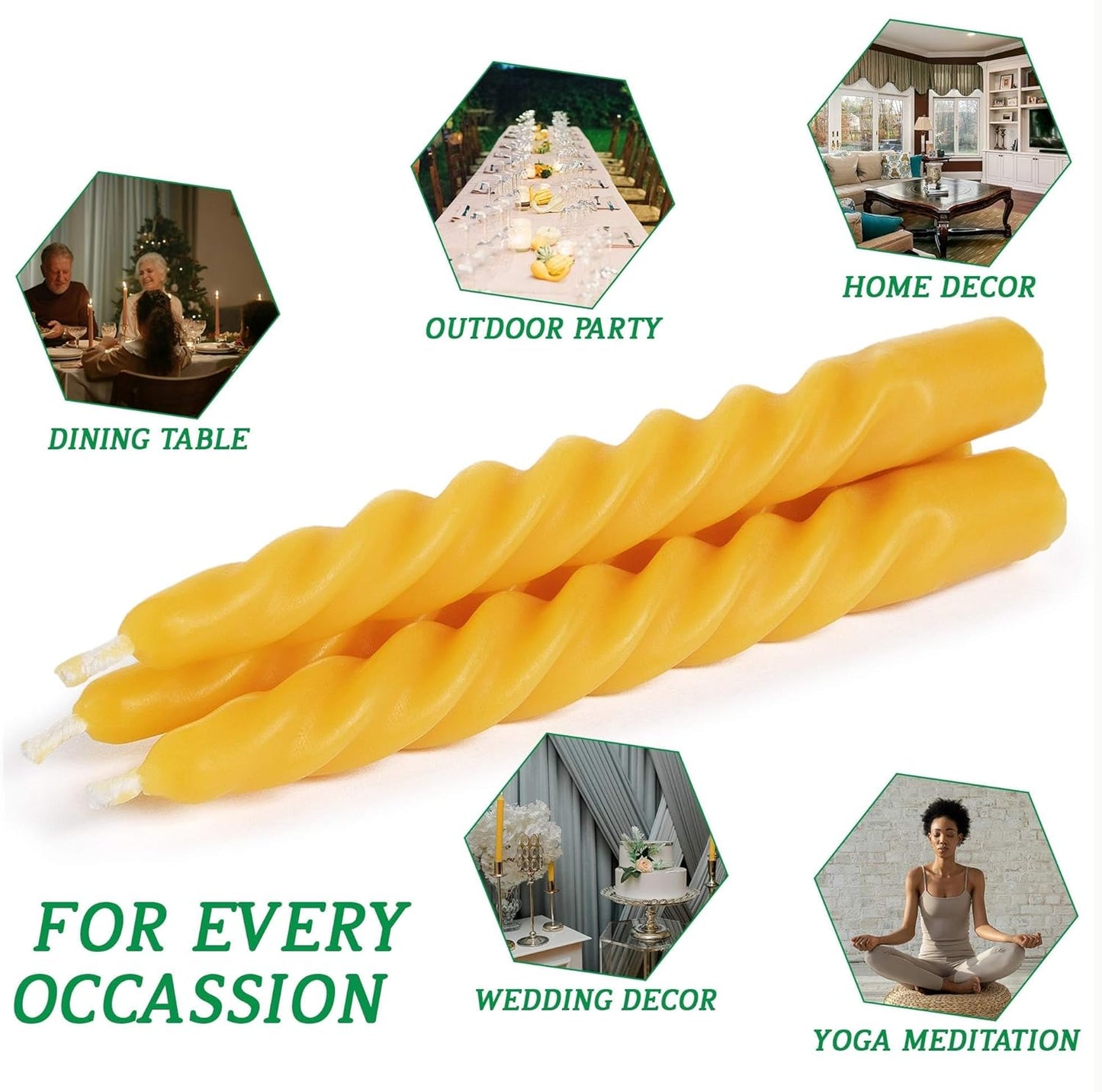 5 Inch Spirat Tapared Candles 10 Pack,0.78" Diameter Ivory Naturel Bee Candles Candlestick,7 Hours Long Lasting Smokeless and Unscented for Home Decoration