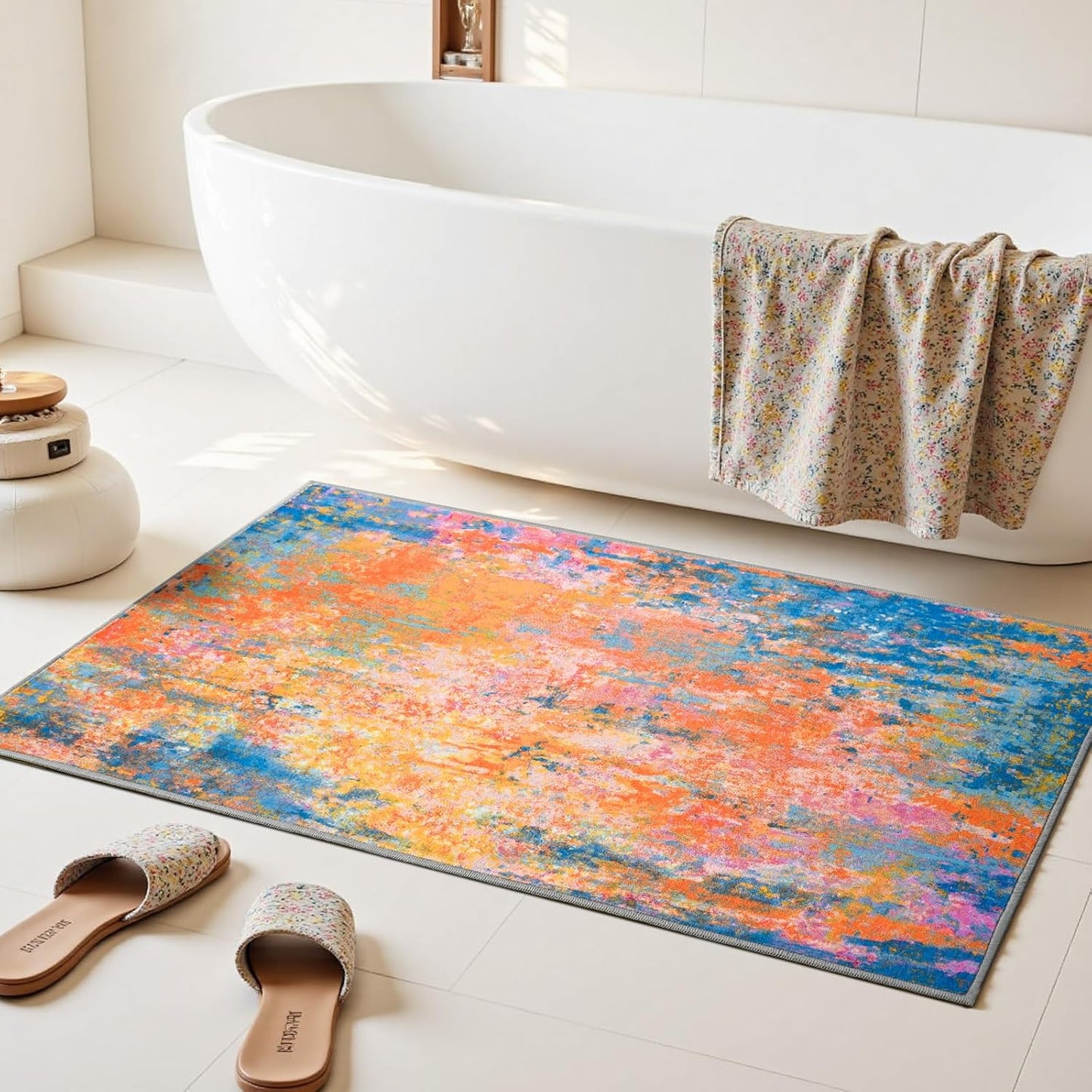 Ompaa 2x6 Rug Runners for Hallways Kitchen Runner Rug Non Slip Washable Grey Long Runner Rugs with Rubber Backing Soft Abstract Carpet Runner for Hallways, Kitchen, Bedroom, Bathroom, Entryway - Colors B