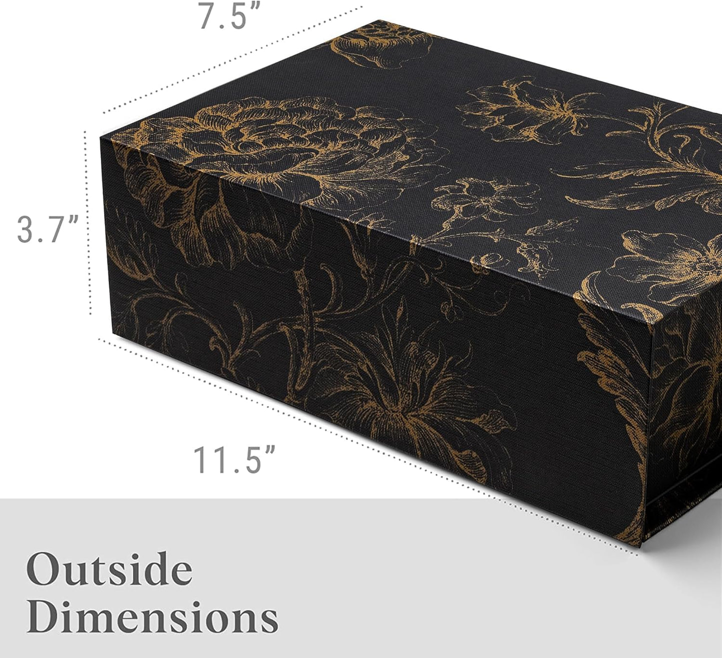 Luxury Keepsake Gift Box | Gold Floral Decorative Boxes with Magnetic Lids for Presents, Wedding Memory Box, and Bridal Gifts. 11.5" x 7.5" x 3.5"