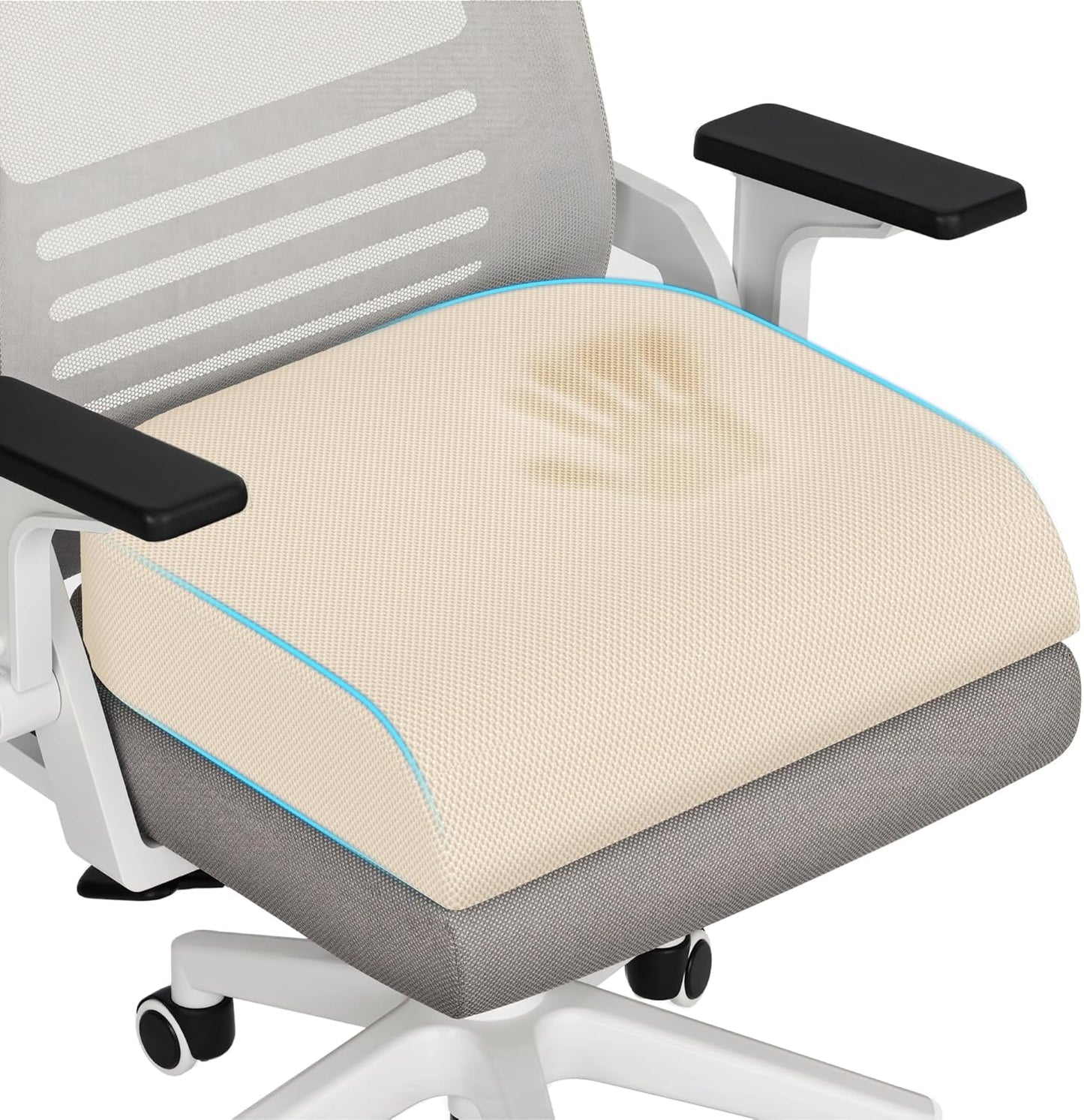 TranquilRelax Large Seat Cushion, Memory Foam Cushion for Long Sitting Hours on Office Chair, Car Seat, Non-Slip Chair Pad for Sciatica, Coccyx, Tailbone Pain Relief & Post-Surgery Recovery (Black)