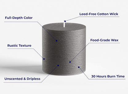 Melt Candle Pillar Candles, 3 Pack - Unscented Candles for Home, Church, Weddings, & More - 3" x 4", Ivory