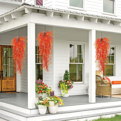 RECUTMS Fake Hanging Plants Artificial Ferns for Outdoor Hanging Faux Plants Vine Ivy Faux Fern Hanging Vines Wall Plants for Home Garden Party Wedding Decor (White 4P)
